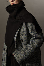 Super Fine Merino Knitted Turtleneck Split Scarf