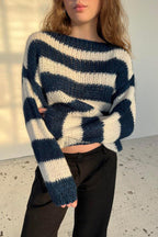 Loose Striped Fashionable All-match Long Sleeve Knitted Sweater