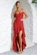 Backless LaceUp Satin Silk Dress