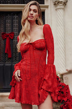 Sexy Strapless Bell Sleeve Lace Dress