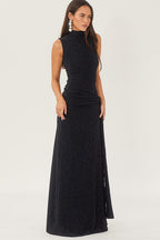 Metallic Ribbon Panel Party Dress