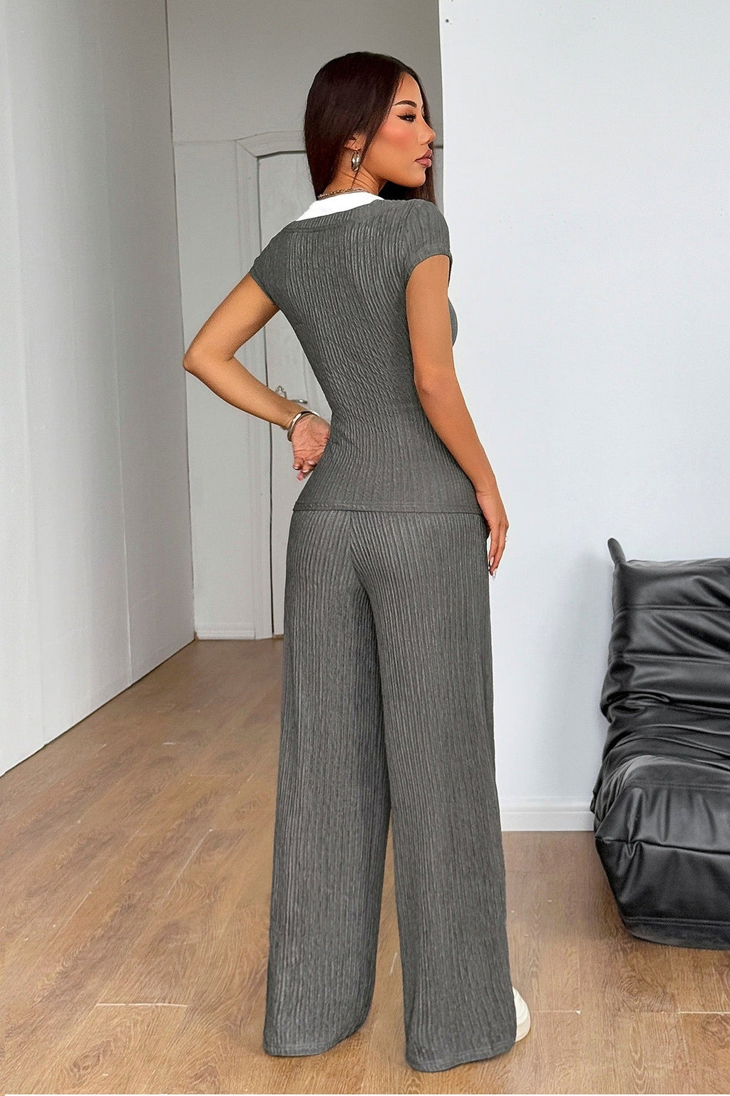Colorblock Sporty Tank Top Straight Leg Pants Set