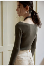 Halter Neck Openwork Wool Knit Top