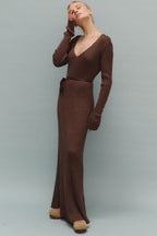 V-Neck Long Sleeve Knit Sweater Dress
