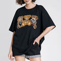 Black Teddy Bear Embroidered T-Shirt