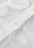 Floral Breeze - Sheer EmbroideRed Shirt & High-Waist Shorts Set