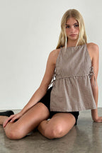 Chic Checkered Tie Tank Top