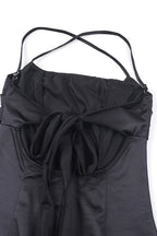 Satin Square Neck High Split Bodycon Party Dress