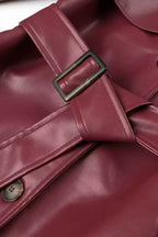 Long Leather Belted Blazer Overcoat