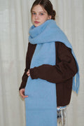 Glacier Blue Solid Wool Blend Scarf