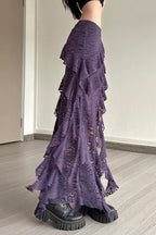 Lace Overlay Wave Detail Bodycon Skirt