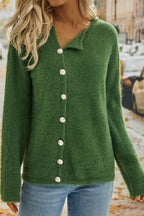 Solid Color Single-breasted Sweater Cardigan
