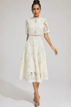 Debors White Cut Out Midi Dress