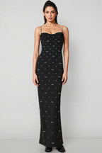 Tavib Beaded Backless Strapless Maxi Dress