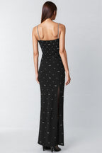 Tavib Beaded Backless Strapless Maxi Dress