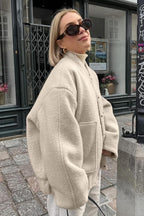 Loop Knit Stand Collar Coat
