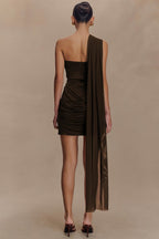 Tie Ruched Bandeau Bodycon Mini Dress