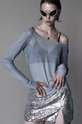 Rhinestone Graphic Long Sleeve Top