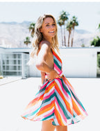 Kendaya Striped Tie Front Tiered Babydoll Dress