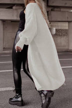 Lantern sleeve loose long knit cardigan