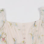 French Print Long-Sleeved Dress