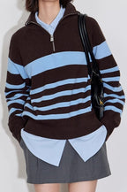 Color Block Striped Knit Sweater