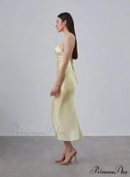 90s Forever Cowl Neck Graceful Maxi Silk Slip Dress