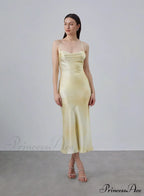 90s Forever Cowl Neck Graceful Maxi Silk Slip Dress