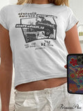 90s Short Sleeve Trendy Crop Blouse - Black