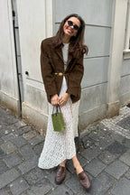 Brown SingleBreasted Suede Blazer