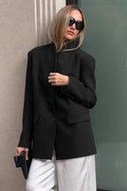 Elegant Stand Collar Slim Blazer