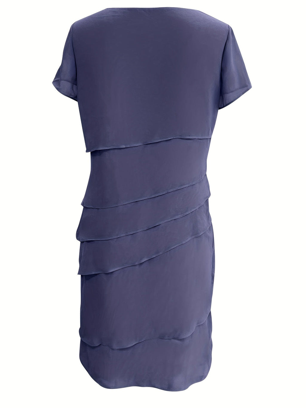 Cecilia Boutique Cotton Layered Trim Round Neck Short Sleeve Evening Dress for Women Chic Silhouette Collection