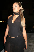 Halter Tie Tank Mini Skirt Set