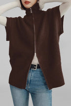 Dual Zip Turtleneck Knit Top