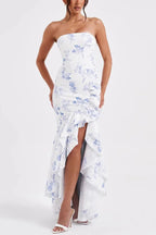 Lindsay Exclusive Off Shoulder Maxi Dress with a Slim Fit and Irregular Hem Elevated Occasion Wear