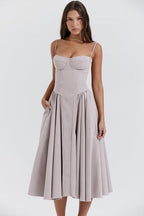 Milagros Premium Sleeveless Midi Dress with a Corset Fit Elevated Occasion Wear