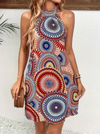 Irina Statement Printed Halterneck Dress Chic Silhouette Collection