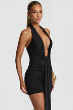 Sexy Leopard Halter Bodycon Mini Dress