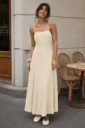 Cotton Panel High Waist Maxi Slip Dress