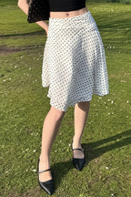 Polka Dot Low Waist Ruffle Hem A-Line Skirt