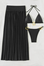 Ruched Fitted Three Piece Swim Set