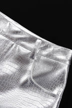 PU Leather Scale High Waist Long Pants