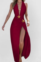 Fashionable V-Neck Split Loose Party Dress