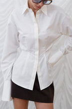 Vintage Slim Fit Ruched Waist Minimalist Elegant Blouse
