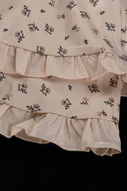 Puff Sleeve V Neck Ruffled Belted Split Elegant Floral Dress