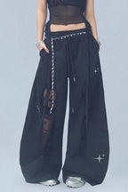 Ripped Lace Patchwork Relaxed Jeans