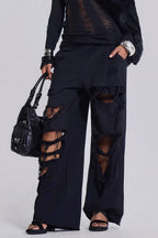 Street Style Loose Ripped Pants