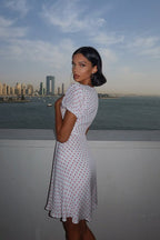 Sexy Deep V Puff Sleeve High Waist Polka Dot Mini Dress