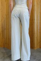Striped Palazzo Pants Halter Top Two Piece Pants Set