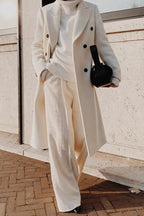Solid Color Double Breast Lapel Overcoat